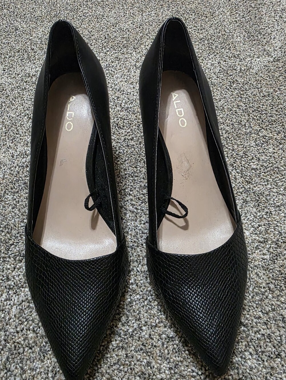 Aldo Black Textured Pointed-Toe Pumps